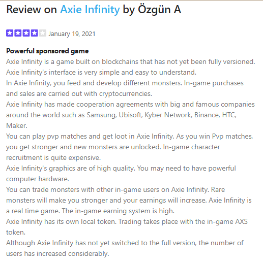 Is Axie Infinity a Scam Positive Reviews