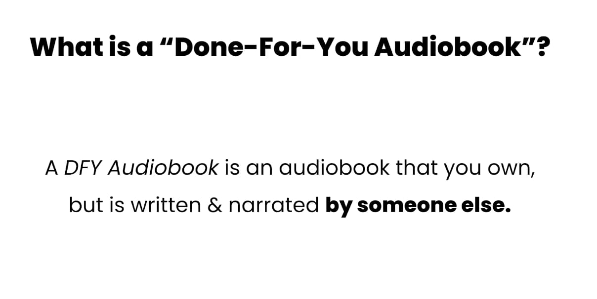 webinar explanation DFY audiobook