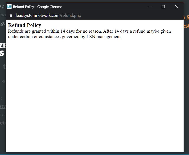 What Is In The Lead System Network [What Is The Lead System Network About] refund policy
