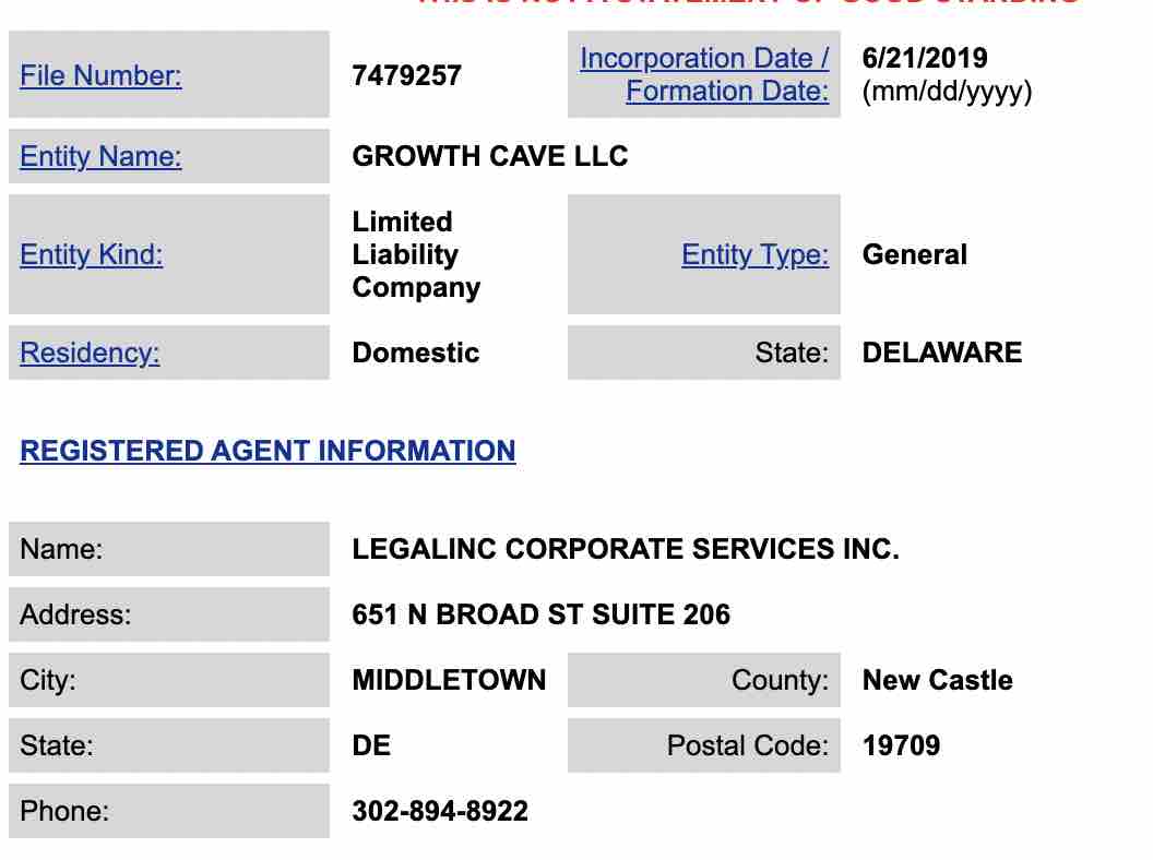 Is lucas lee tyson legit growth cave llc registration