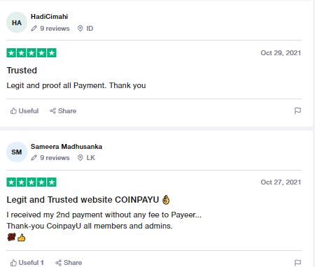 coinpayu review trustpilot review positive october 27