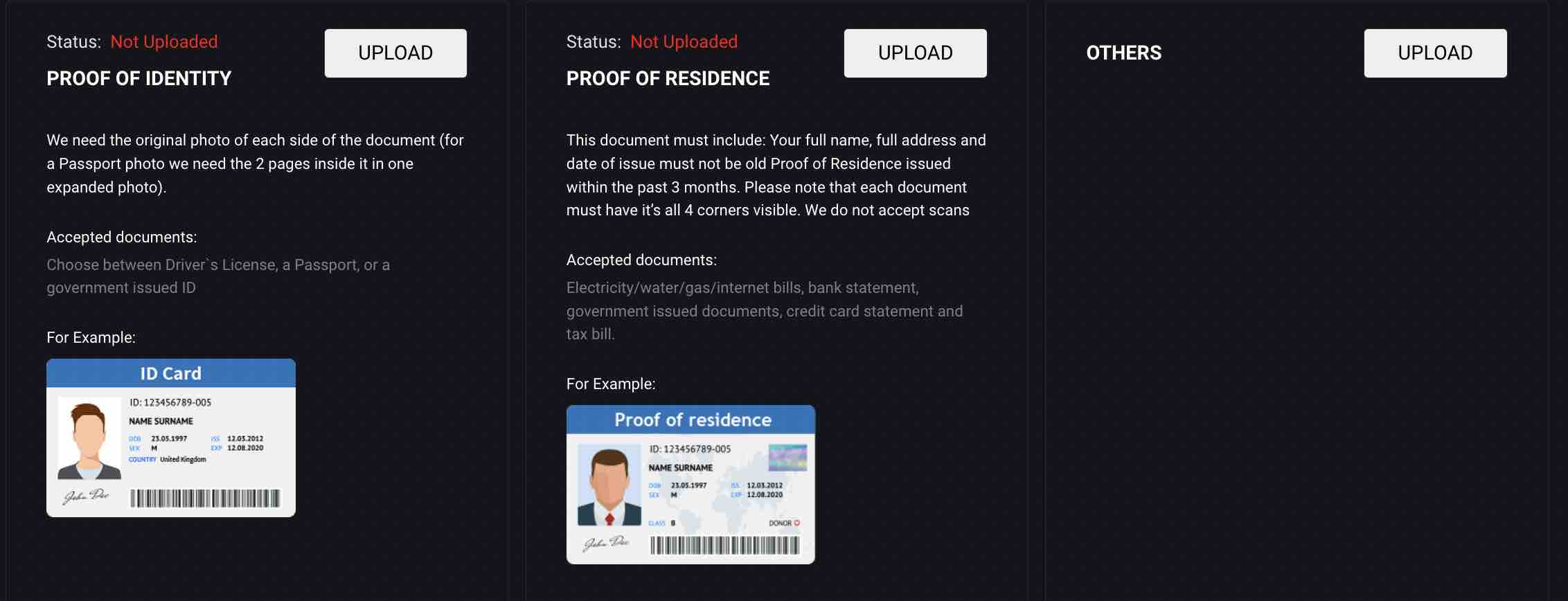 What is c4u capital withdrawal requirements of C4U: ID and proof of residence