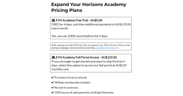 is eyh academy a scam? cost
